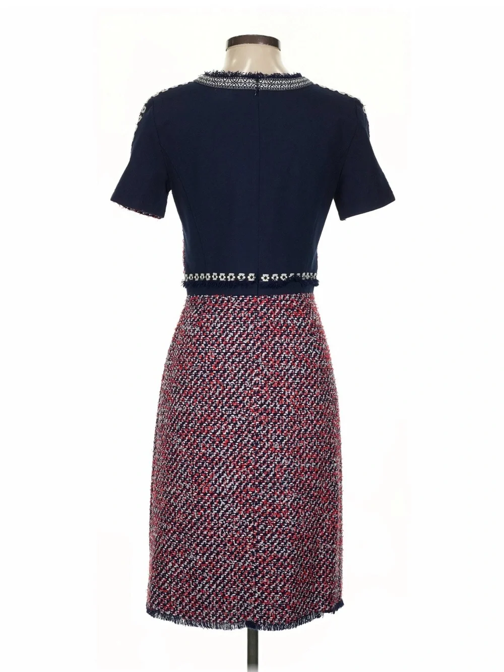 Tory Burch Tweed Sheath Dress in Red, Navy & White